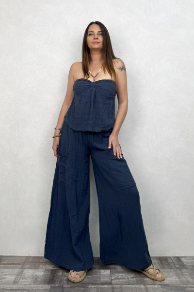 Vialis Straplez Bluz Midnight Navy - Petrol