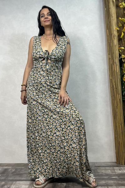 Mina Elbise- Çiçekli Yeşil