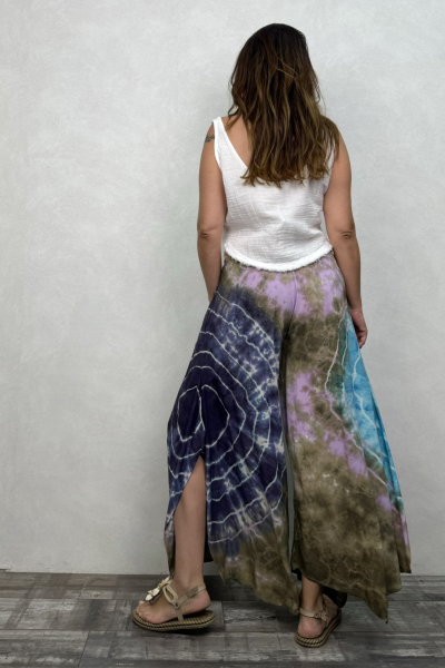 Yırtmaçlı Batik Pantolon - Lila