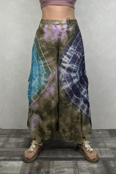 Yırtmaçlı Batik Pantolon - Lila
