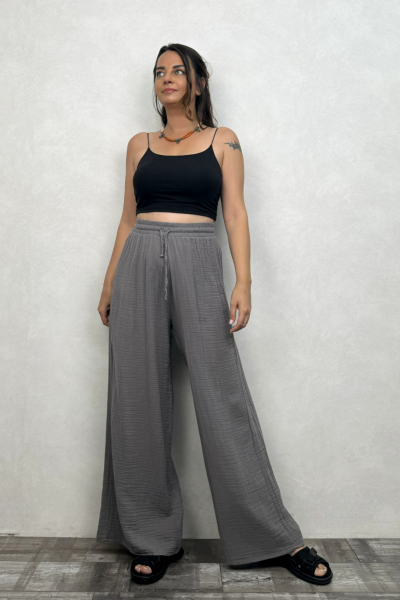 Benedit Müslin Pantolon Dark Grey - Antrasit