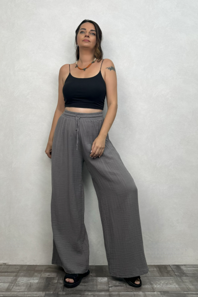 Benedit Müslin Pantolon Dark Grey - Antrasit