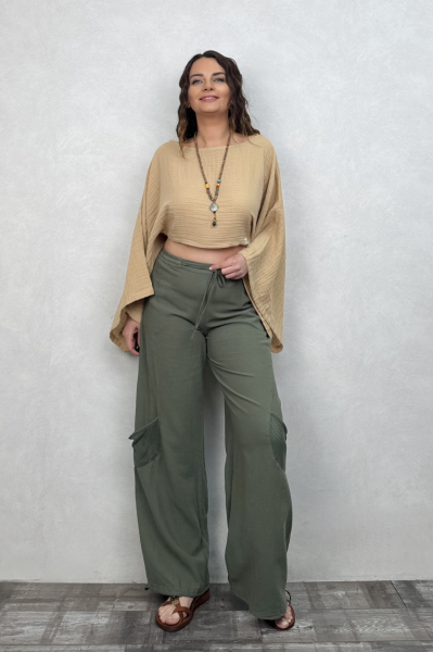 Bia Müslin Bluz Sand - Kum Beji