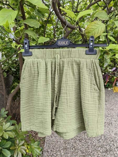 Basic Müslin Şort Sage Green- Yeşil