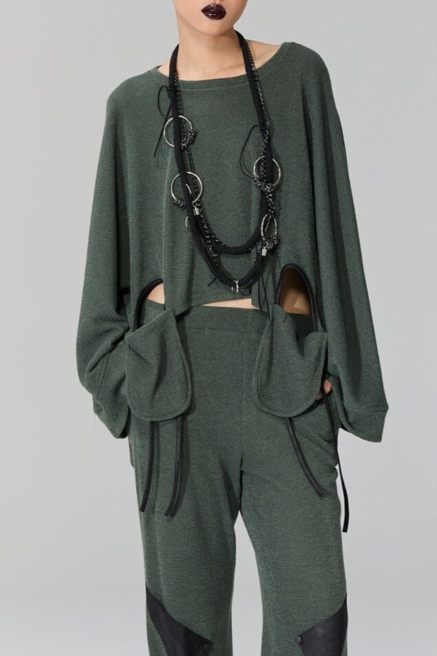 Lamante Riga Triko Bluz - Haki Yeşil