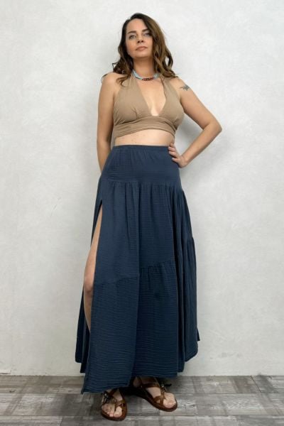 Dione Müslin Etek Midnight Navy - Petrol