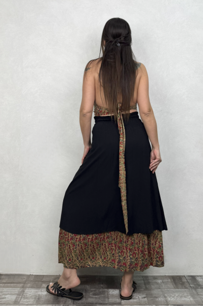 Çift Katlı Polly Gypsy Etek - Siyah Pera