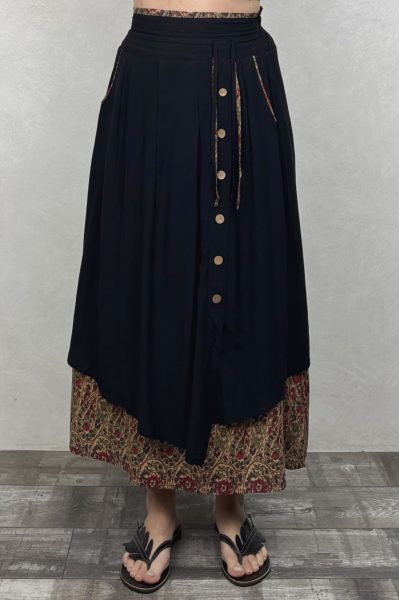 Çift Katlı Polly Gypsy Etek - Siyah Pera