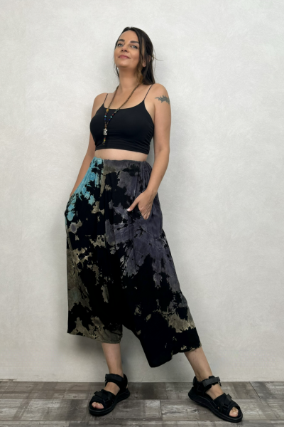Batik Salaş Şalvar - Siyah Turkuaz