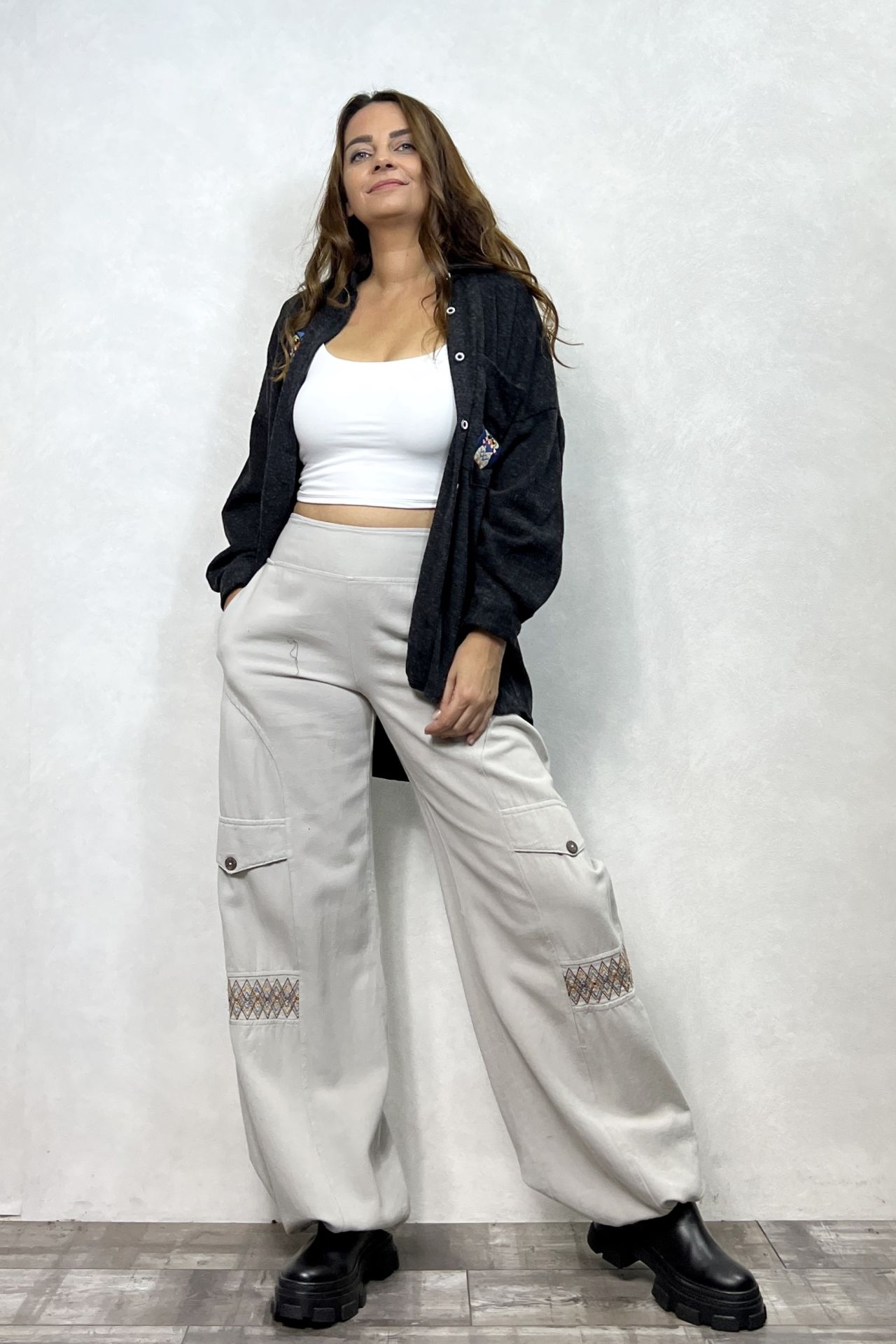 Kargo Model Gabardin Pantolon - Açık Gri