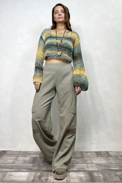 Kargo Model Gabardin Pantolon - Açık Haki