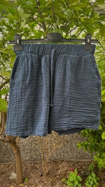 Basic Müslin Şort Midnight Navy - Lacivert