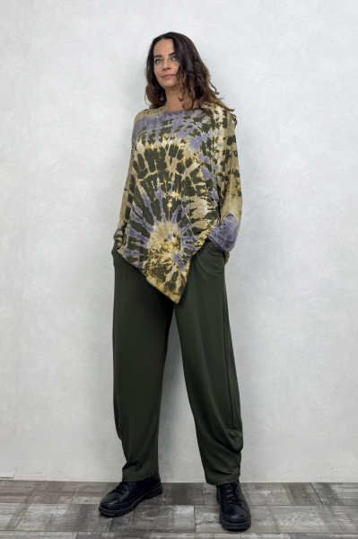 Asimetrik Bluz - Yeşil Batik