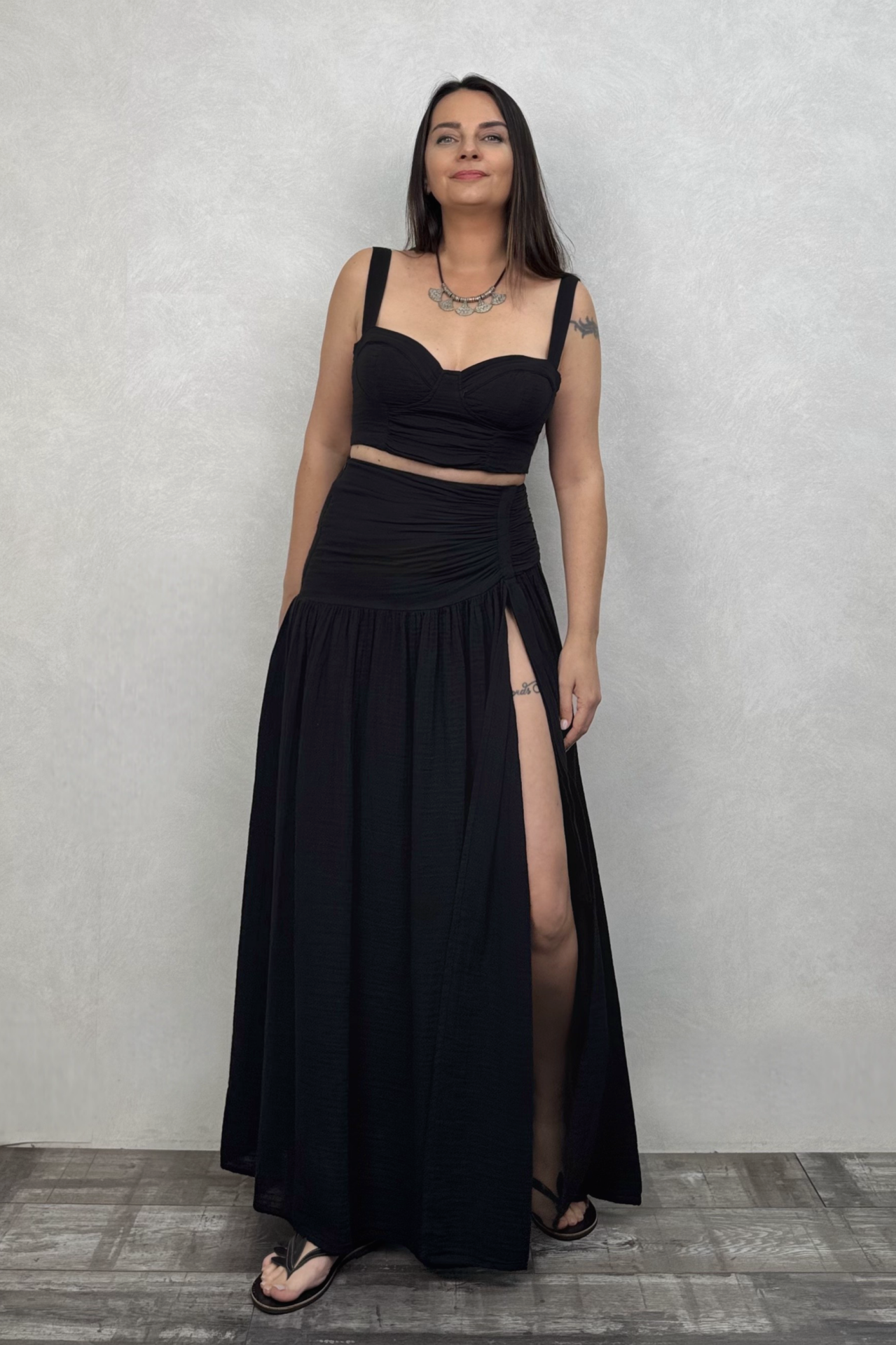 Mezula Drape Müslin Takım - Siyah