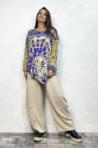 Asimetrik Bluz - Mor Batik