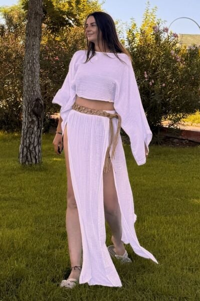 Bia Müslin Bluz  - Beyaz