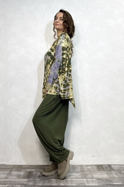Batik Bluz Şalvar Kombin - Haki Yeşil Batik