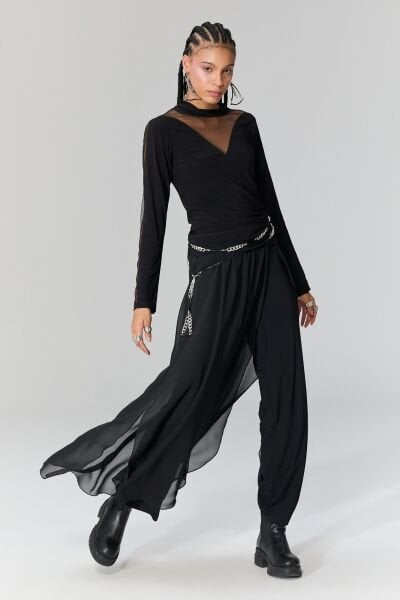 Lamante Lea Tüllü Bluz - Siyah