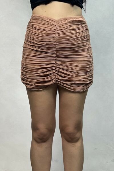 Drape Mini Müslin Etek - Mocha