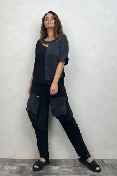 Lamante Boogie Okaliptus Cep Detaylı Pantolon - Siyah