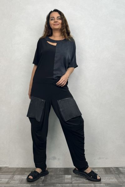 Lamante Boogie Okaliptus Cep Detaylı Pantolon - Siyah