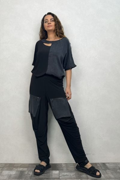 Lamante Boogie Okaliptus Cep Detaylı Pantolon - Siyah