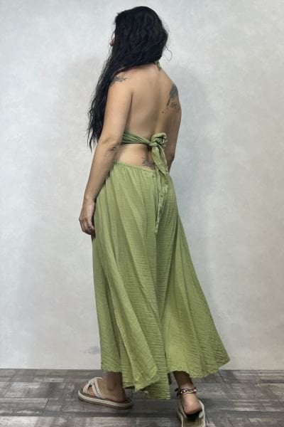 Imera Müslin Elbise Sage Green  - Yeşil