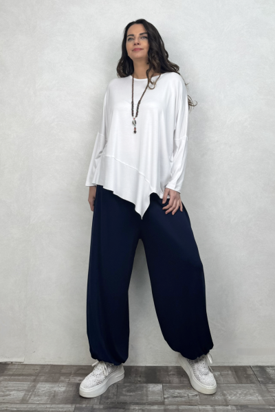 Sasha Gipe Bel Detaylı Şalvar Pantolon -Lacivert