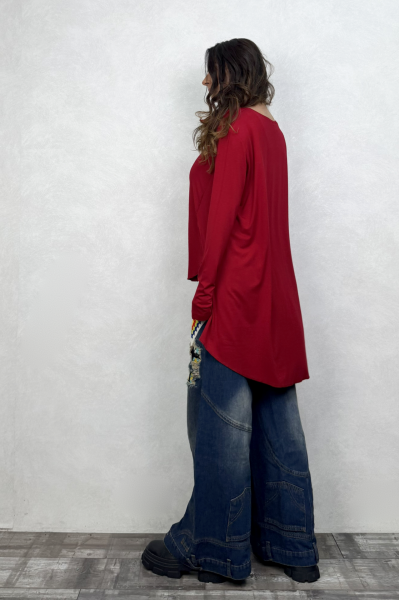 Luca Asimetrik Tunik  - Bordo