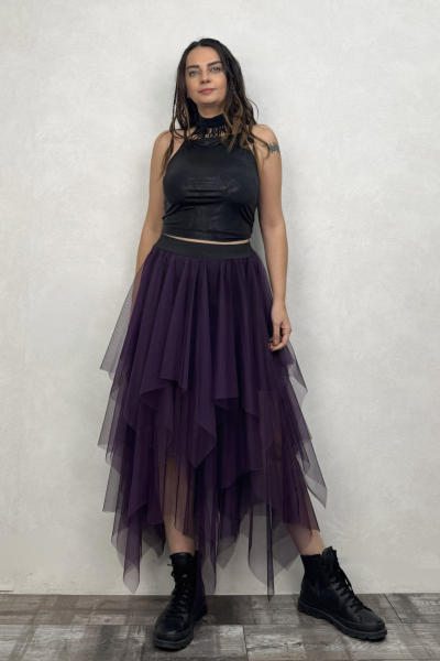 Kat Kat Tül Etek - Mor