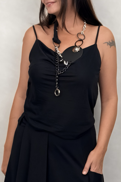 Lamante Tasarım Elips Kolye - Siyah