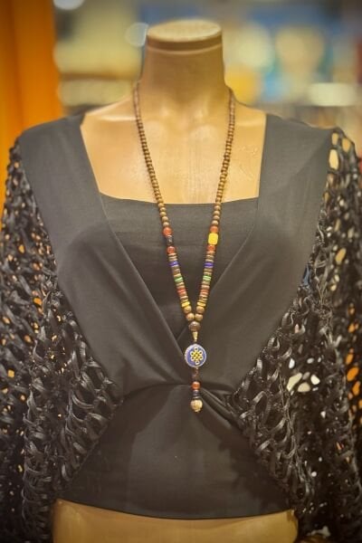 Doğal taş Uzun Etnik Kolye - Mavi