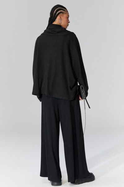 Lamante Pia Triko Fermuarlı Bluz - Siyah