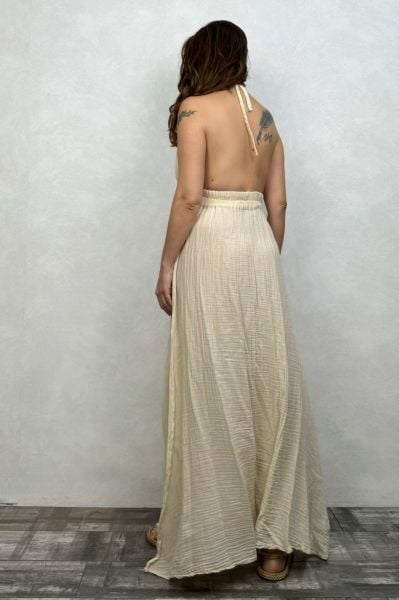 Lilith Müslin Elbise Beige - Bej