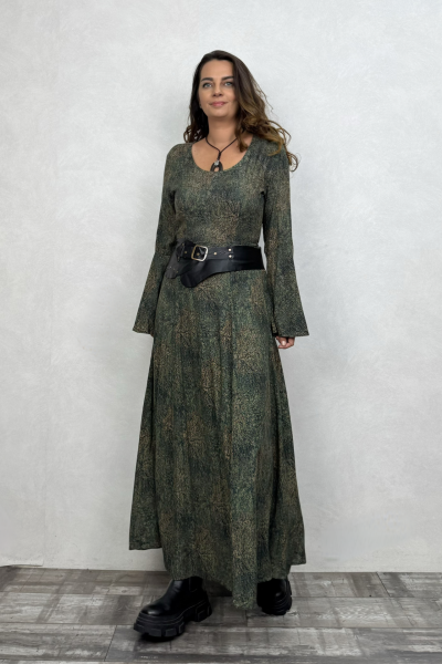 Belden Bağlamalı İspanyol Elbise - Yosun