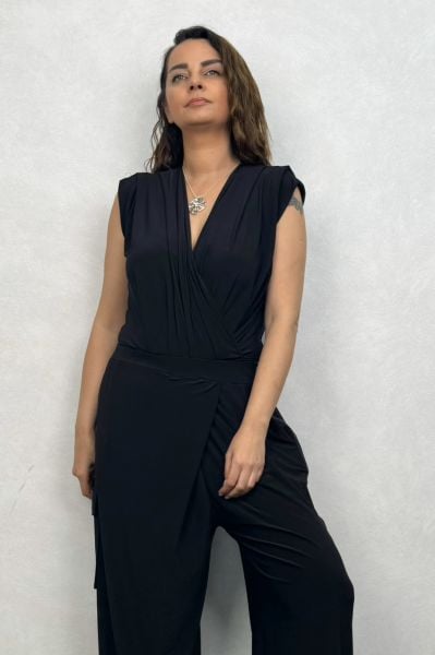 Lamante Kruvaze Bodysuit - Siyah