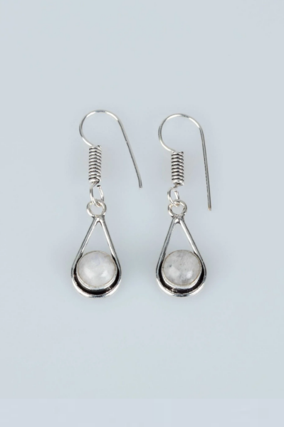 Doğal Taş Sallantılı Küpe - Beyaz