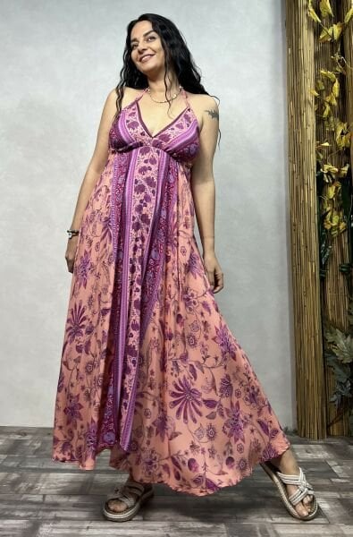 Sırt Dekolteli Elbise- Pembe