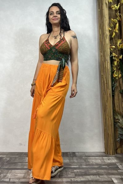 Boyundan Bağlamalı Kuplu Crop Bluz - YeşilYasemin