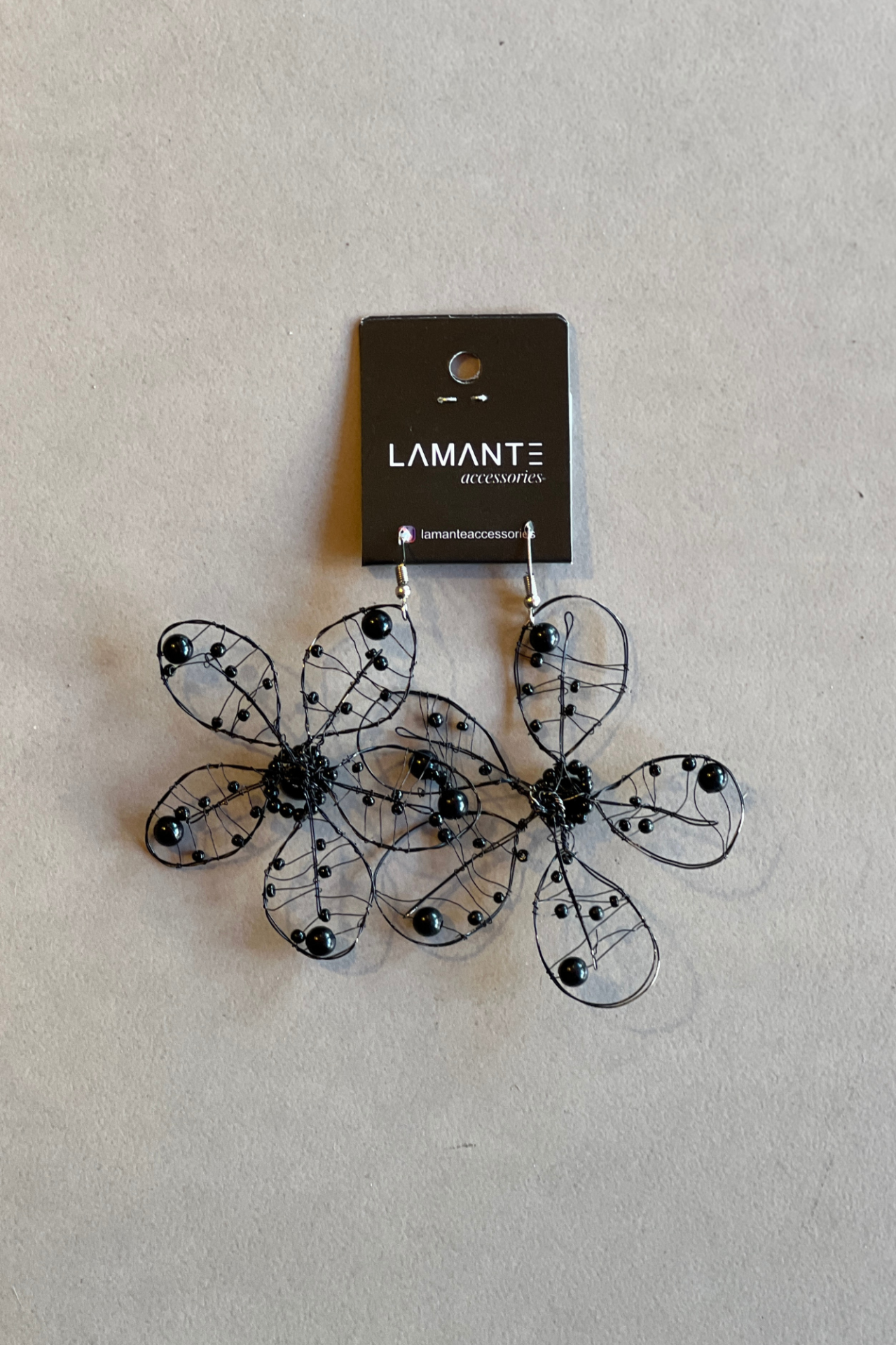 Lamante Çiçek Küpe - Siyah