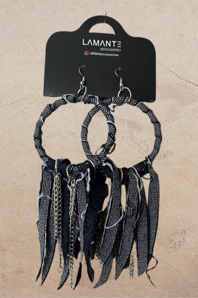 Lamante Denim Halka Küpe - Mavi