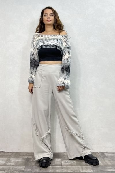 İspanyol Kol Batik File Örgü Bolero- Siyah Beyaz