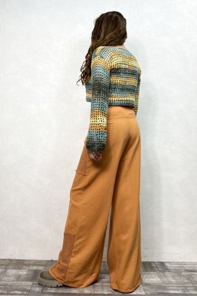 File Detaylı Gabardin Pantolon - Hardal