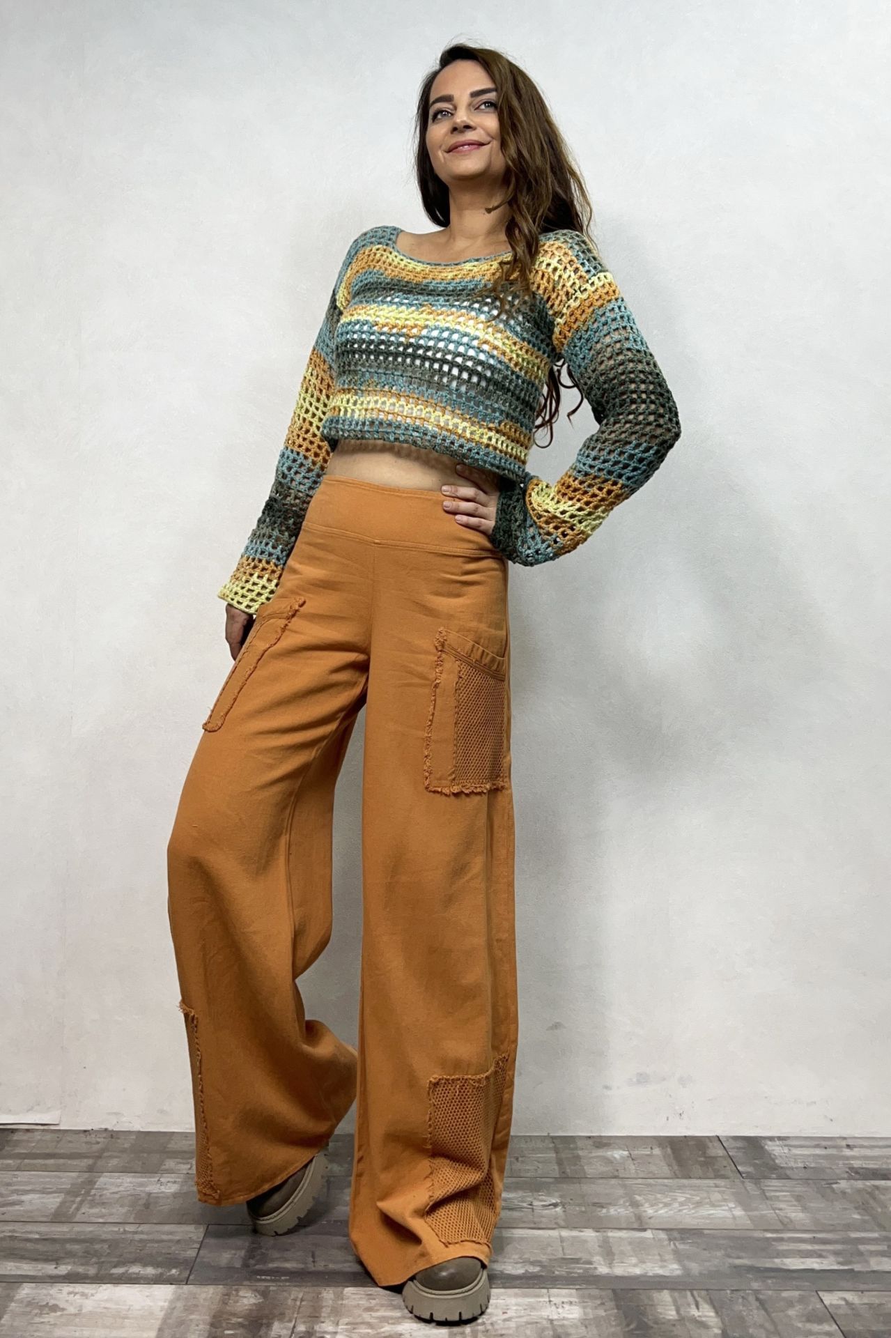 File Detaylı Gabardin Pantolon - Hardal