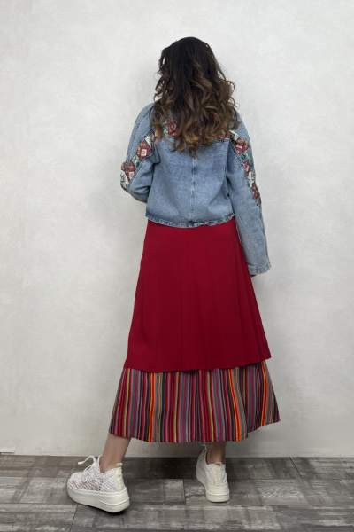 Çift Katlı Polly Gypsy Etek - Kırmızı
