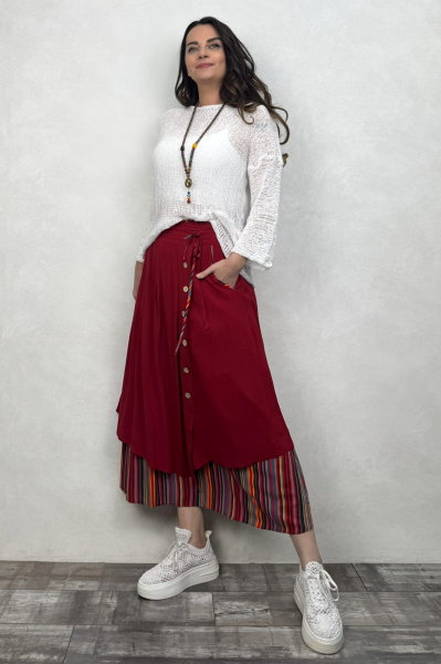 Çift Katlı Polly Gypsy Etek - Kırmızı