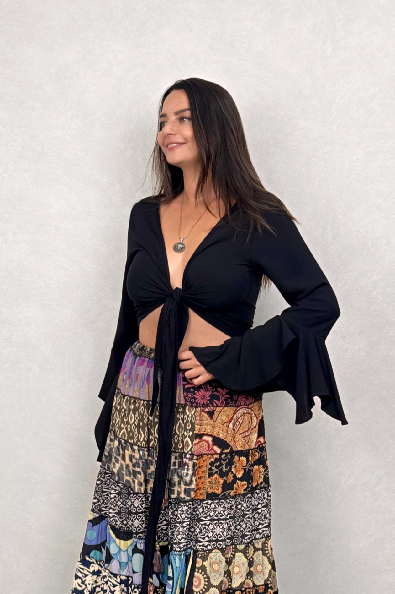 İspanyol Bohem Bolero Bluz- Siyah