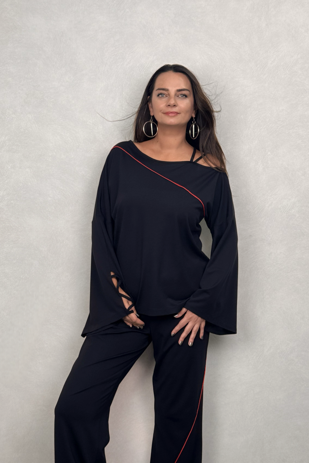 Lamante Gabin Şeritli Bluz - Siyah