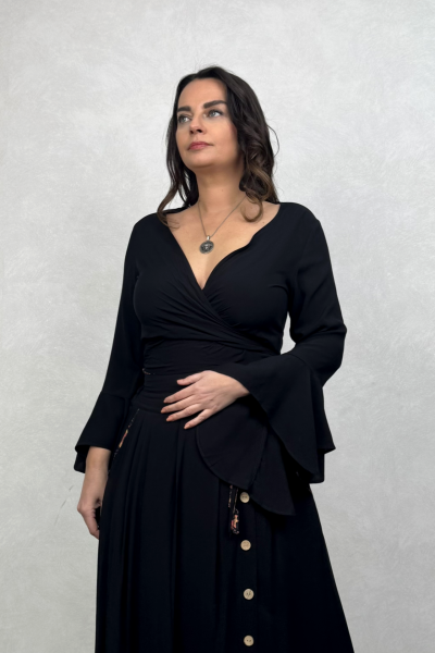 İspanyol Bohem Bolero Bluz- Siyah