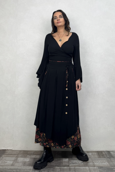 İspanyol Bohem Bolero Bluz- Siyah